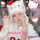 Kawaii Sanrio Hello Kitty Plush Winter Hat Beanie Hat Kawaii Cat Female Cap For Kids Girl Cap Cute Accessories Warm Bonnet, everythinganimee