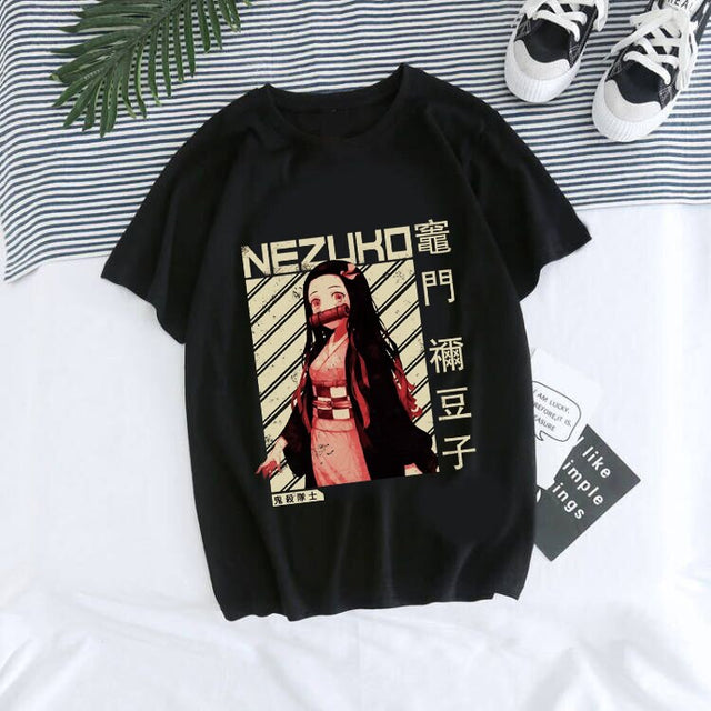 Japanese Anime Demon Slayer T Shirt Unisex Tanjirou Kamado Graphic Tee Shirt Women Kimetsu No Yaiba Nezuko Tshirt Female T-shirt, everythinganimee