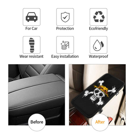 Center Console Cover Pad One Skull Car Armrest Cover Mat Universal Breathable Car Interior CushionStorage Box Pad Cushion, one piece, everythinganimee