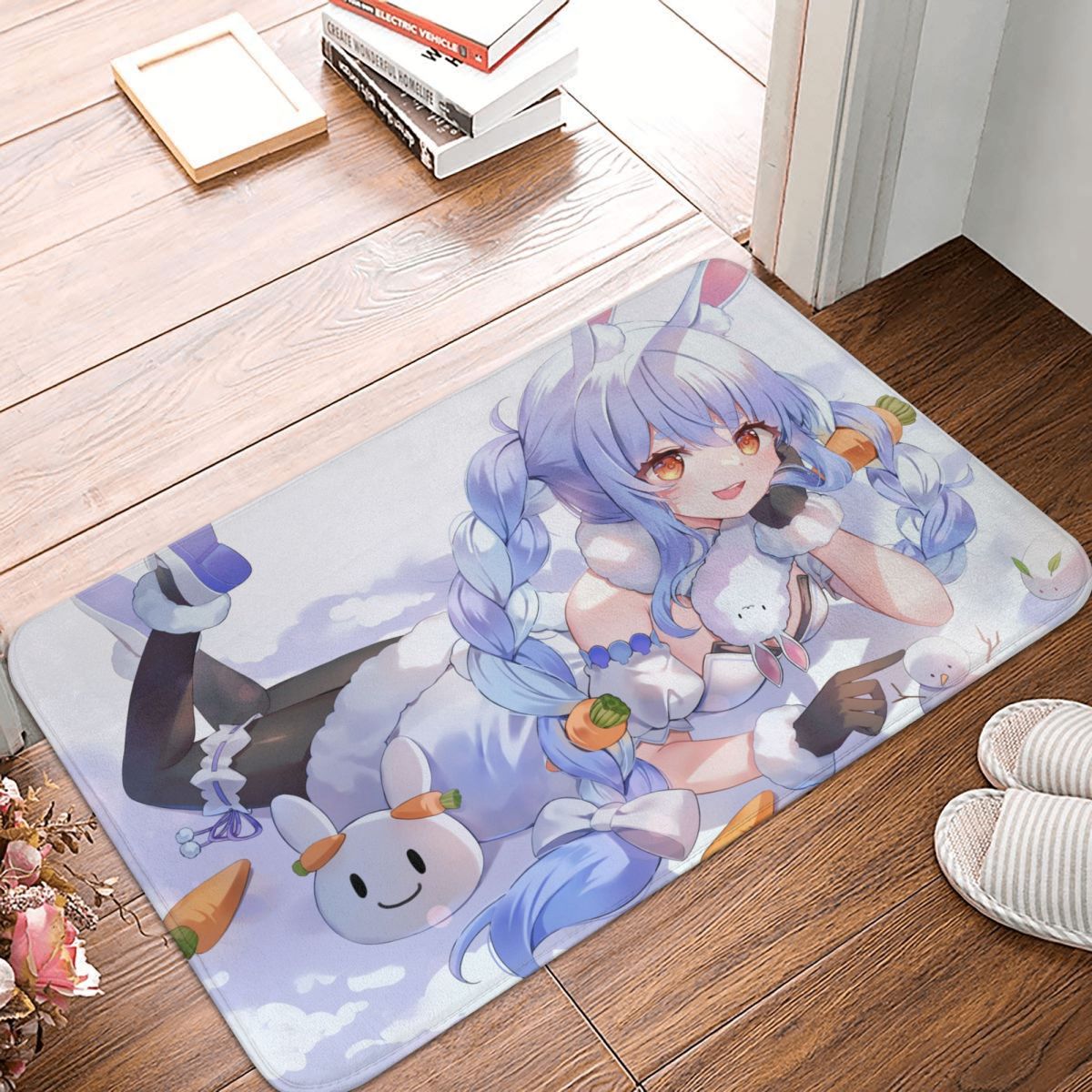 Hololive Anti-Slip Doormat Bath Mat Usada Pekora Cute Hallway Carpet Welcome Rug Indoor Decorative, everythinganimee