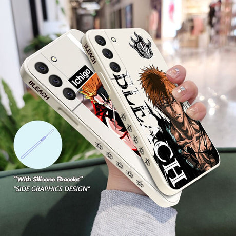 Anime Bleach 4 different styles of Ichigo Phone Case For Samsung Galaxy S22 S21 S20 Ultra Plus FE S10 S9 S10E Note 20 ultra 10 9 Plus Cover Hand Strap, everythinganimee