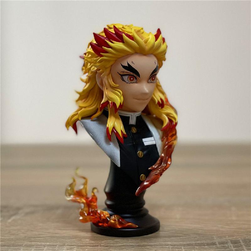 Rengoku Kyoujurou Figure Anime Demon Slayer Kimetsu No Yaiba Figurines PVC Model 1/4 Gk Flame Bust Doll Toys Desk Decoration, everythinganimee