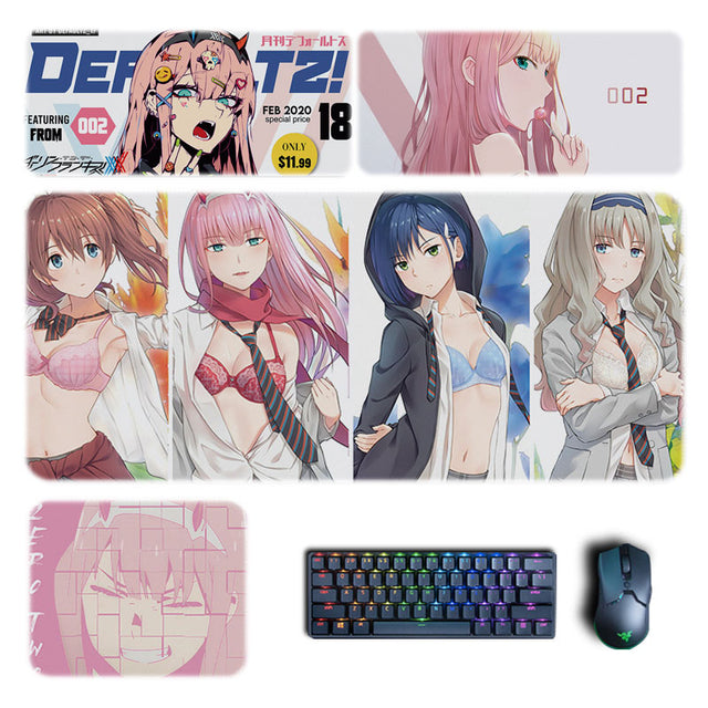 Anime Darling in the FranXX Mouse Pads Zero two Ichigo Kokoro Mousepad Computer Laptop Gamer Pad PC Gaming Accessories Desk Mat, everythinganimee