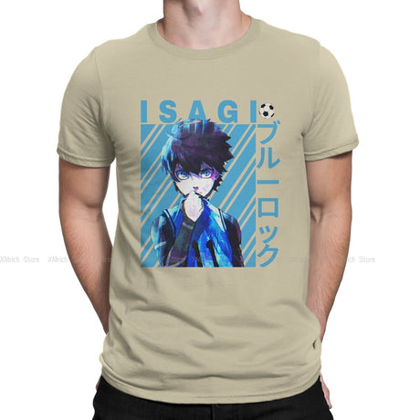 Men's Cool T Shirts BLUE LOCK Isagi Yoichi Anime 100% Cotton Clothing Casual Short Sleeve Crew Neck Tees Graphic T-Shirt, everythinganimee