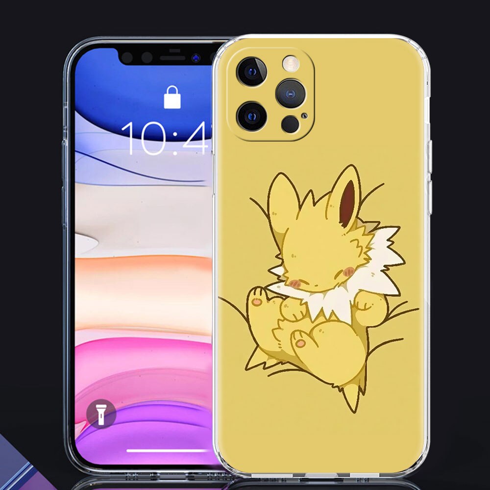 Clear Cover For Apple iPhone 13 11 14 Pro Max 12 Mini Soft Phone Case XR SE 2020 7 8 Plus X XS 6S Shell Pokemon Cute Eevee Lunda, everythinganimee