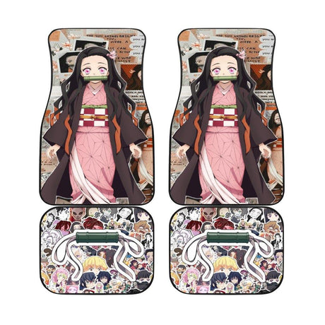 Demon Slayer Kamado Nezuko and other characters Car Floor Mats Custom Demon Slayer Anime Car Accessories 4PCs Pack, everythinganimee