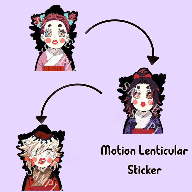 Anime Demon Slayer Kokushibo/Douma/Akaza Motion Sticker Lenticular Waterproof Decals for Cars,Laptop,Refrigerator,Wall,Etc. Gift, everythinganimee