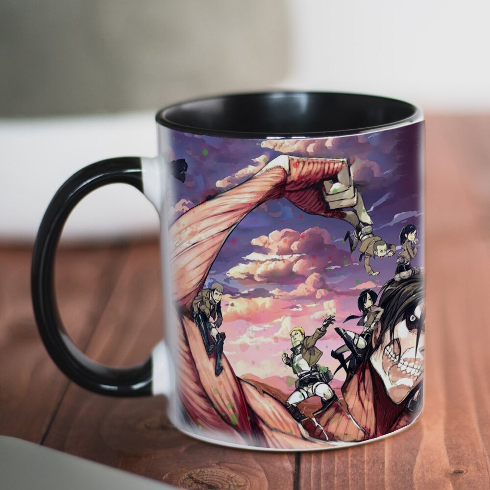 New Attack on Titan Mug 11oz Creative Ceramic Cartoon Anime Coffee Mugs Tea Cups Boy Friends Husband Birthday Gift, everythinganimee