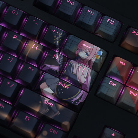 108 Keys PBT Dye Subbed Keycaps Cartoon Anime Gaming Key Caps BOCCHI THE ROCK Hitori Gotoh Backlit Keycap For ANSI Layout, everythinganimee