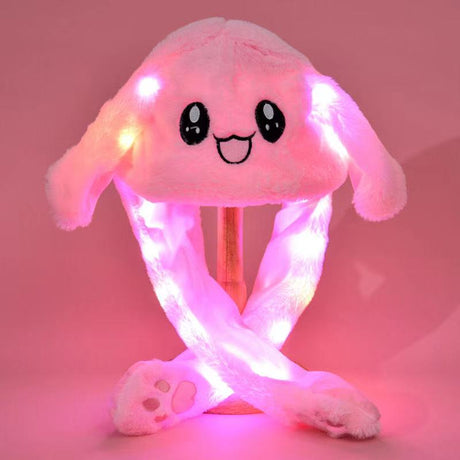 Bunny Ear Move Glowing Hat Anime Rabbit Led Light Jumping Funny Plush Ear Moving Cartoon Hat for Kids Girls Cosplay Party Cap, everythinganimee