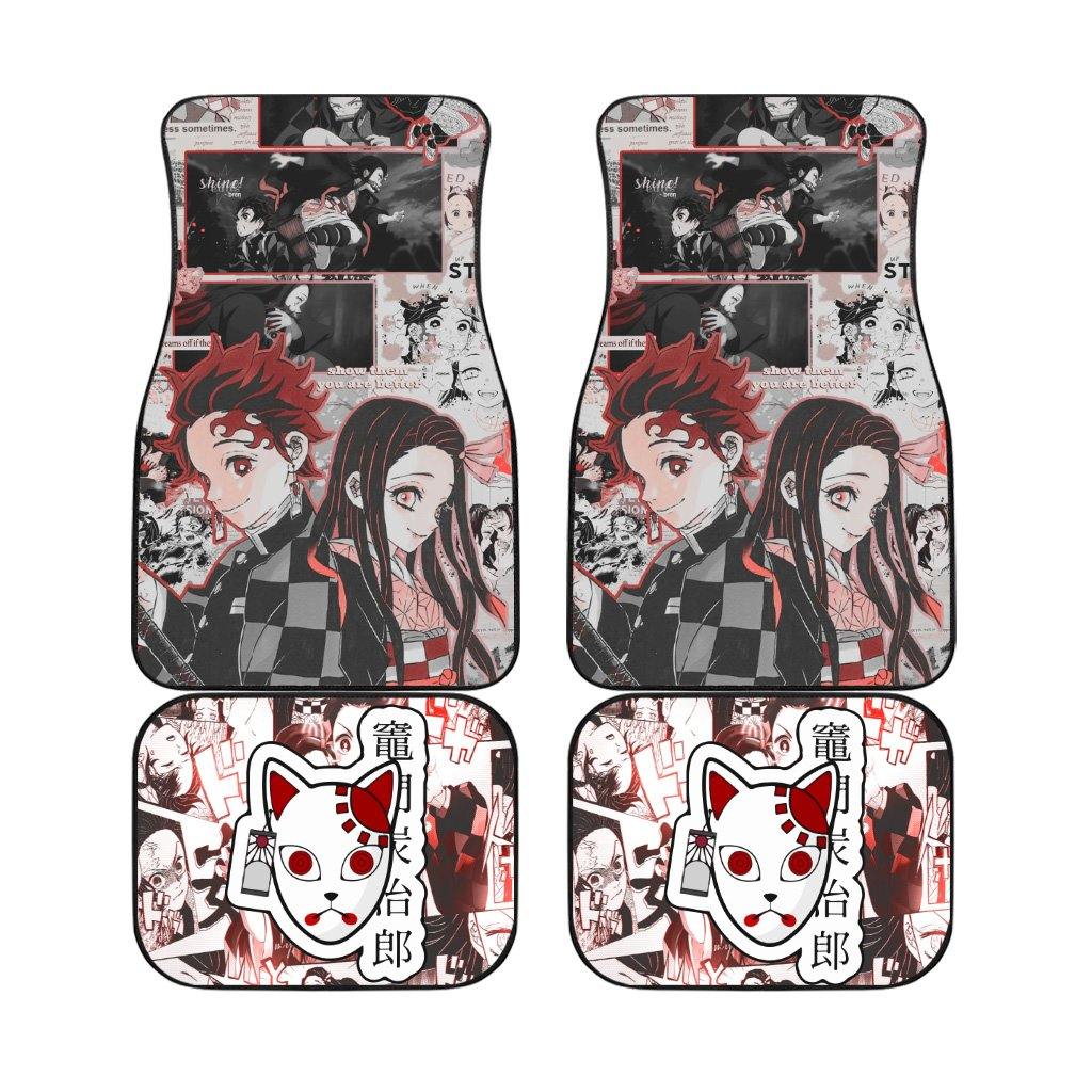 Demon Slayer Kamado Nezuko and other characters Car Floor Mats Custom Demon Slayer Anime Car Accessories 4PCs Pack, everythinganimee