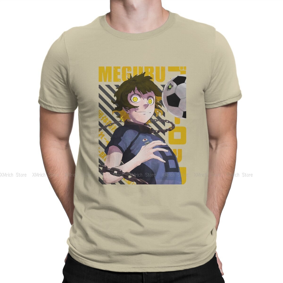 Meguru Bachira T-Shirts for Men BLUE LOCK Isagi Yoichi Anime Fashion 100% Cotton Tee Shirt Round Neck Short Sleeve T Shirt, everything animee