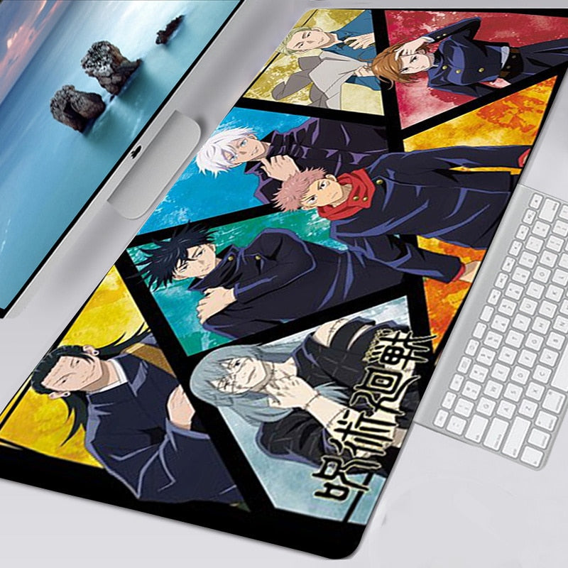 Gaming Mouse Pad Gamer Large Home Keyboard Pad Mouse Mat MousePads Anime Jujutsu Kaisen Anti-slip Gamer Natural Rubber Table Mat, everythinganimee