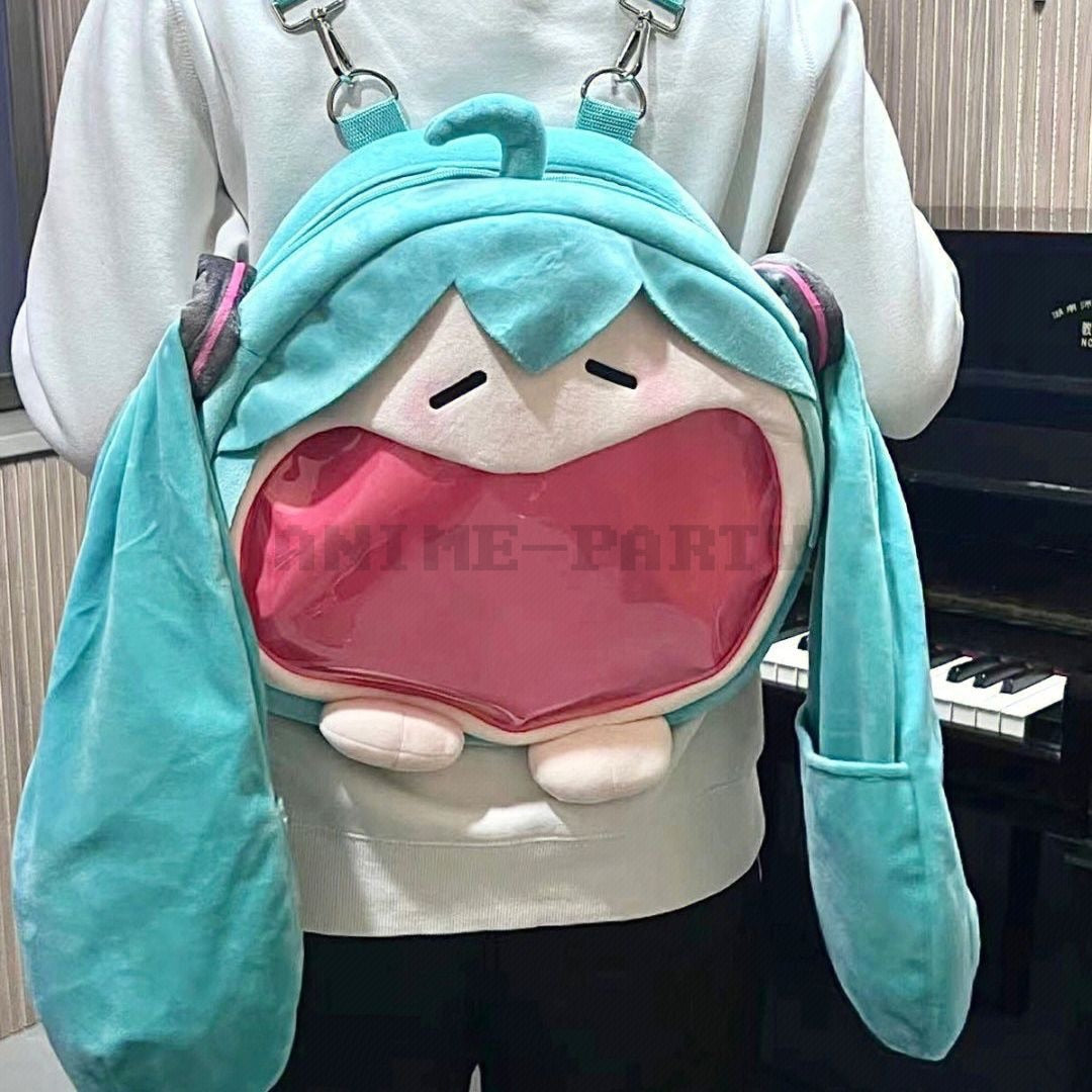 Kawaii Anime Hatsune Miku Cosplay Plush Backpack Ita Bag Women Bag Shool Student Men Velvet Shoulder Bag Girl Gift, everythinganimee