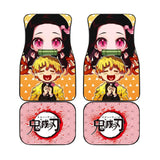 Demon Slayer Kamado Nezuko and other characters Car Floor Mats Custom Demon Slayer Anime Car Accessories 4PCs Pack, everythinganimee