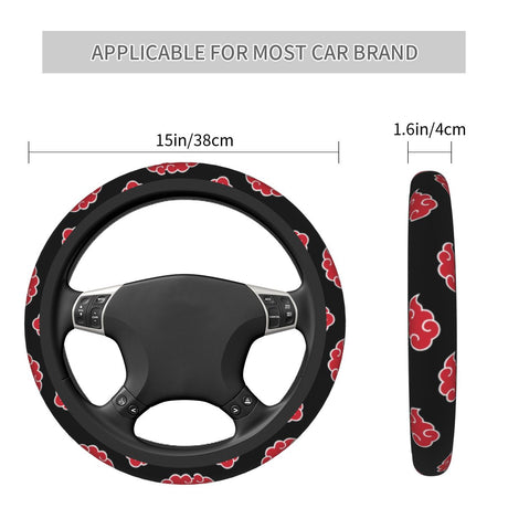 38cm Akatsuki Neji Konoha Auto Car Steering Wheel Cover Red Cloud Uchiha Itachi Sasuke Universal Steering Wheel Protector, everythinganimee