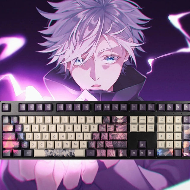 Jujutsu Kaisen Gojo Satoru Keycaps Pbt Cherry Profile Sublimation Mechanical Keyboard Key Caps 108 Keys Cartoon Anime Keycap, everythinganimee