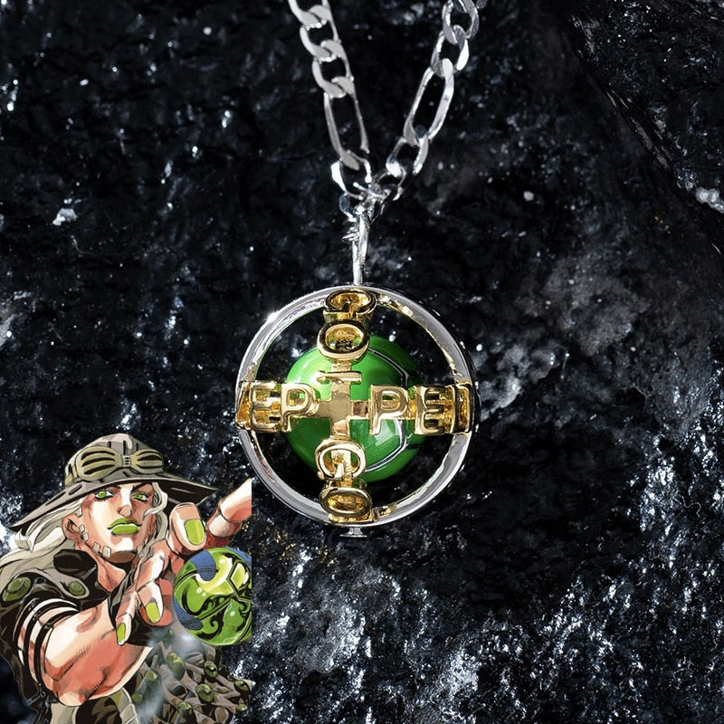 Anime JoJo's Bizarre Adventure Steel Ball Run Necklace Gyro Julius Caesar Zeppeli Cosplay Unisex Ball Pendant Choker Jewelry, everythinganimee