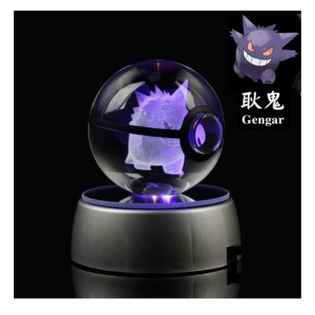 Anime Pokemon 3D Crystal Ball Snorlax Figure Pokeball Engraving Crystal Charizard Model with LED Light Base Kids Gift ANIME GIFT, everythinganimee