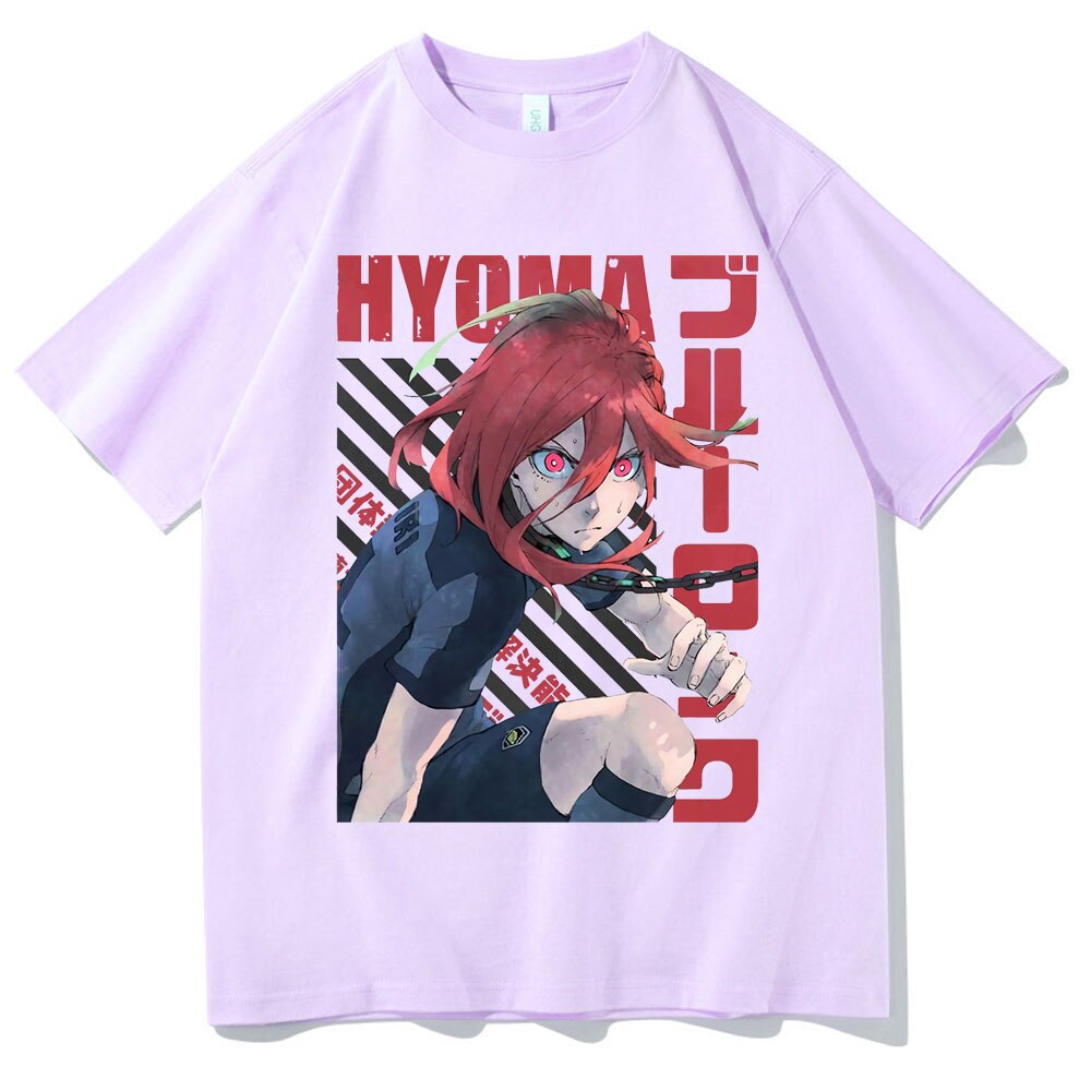 Japanese Men's Streetwear Anime Blue Lock Chigiri Hyoma Print Tshirt Man Woman Harajuku Manga Cartoon T-shirt Male Black T Shirt