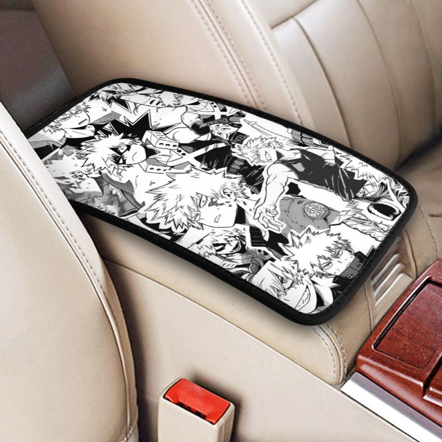 Katsuki Bakugo Center Console Cover Pad for Cars My Hero Academia Boku No Hero Academia Car Decor Accessories Armrest Cover Mat, everythinganimee