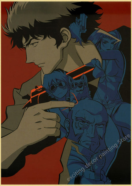 Hot Japan Anime Cowboy Bebop Posters Retro Kraft Paper Vintage Room Home Bar Cafe Decor Gift Print Aesthetic Art Wall Paintings