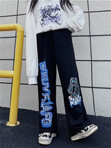 Anime Print Wide Leg Pants Women Harajuku Streetwear Alt Oversize Jogging Sweatpants Baggy Korean Fashion Joggers Trousers. everything animee