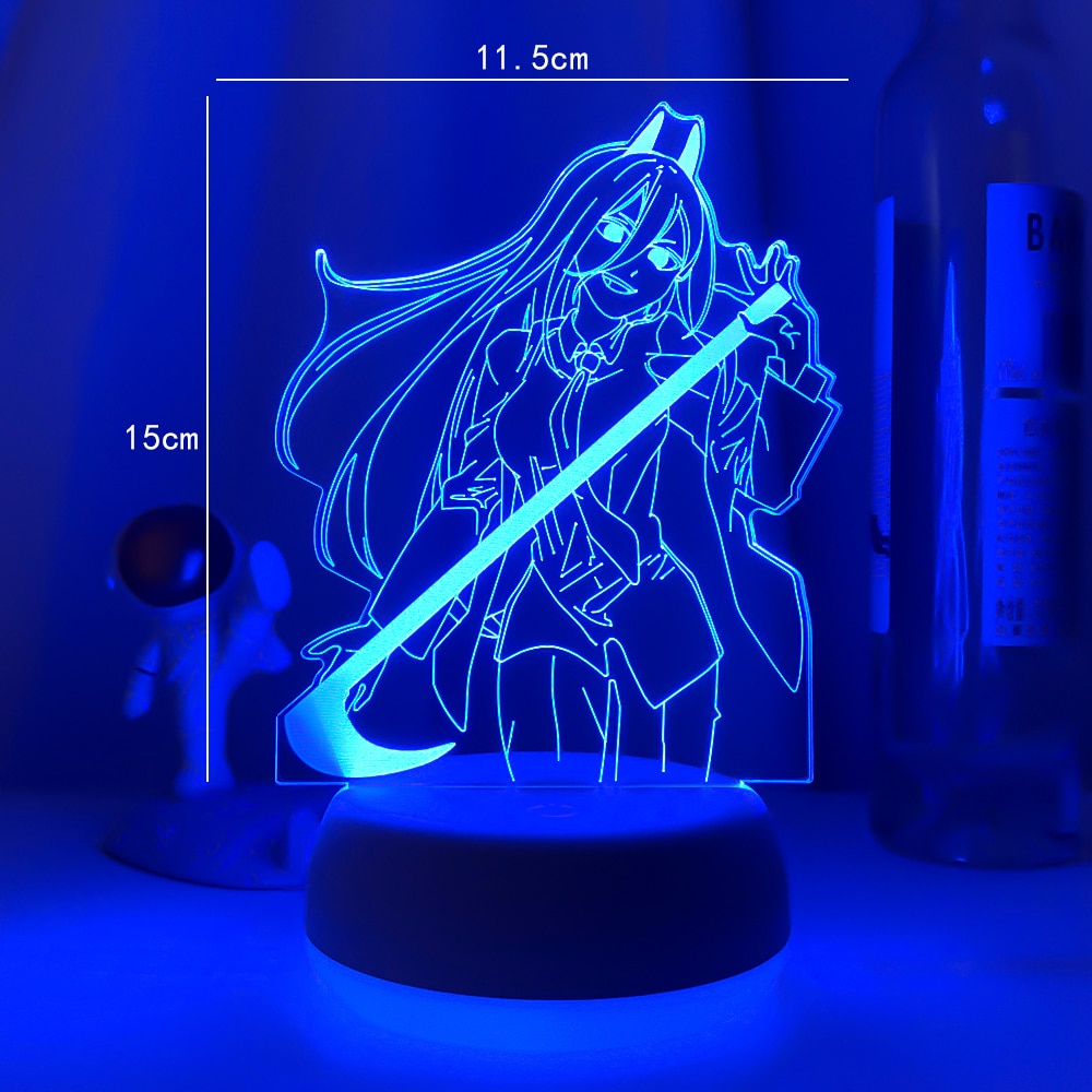 Japanese Anime Chainsaw Man 3D Character Model LED Night Light Game Room Bedroom Decoration Table Lamp Atmosphere Light
