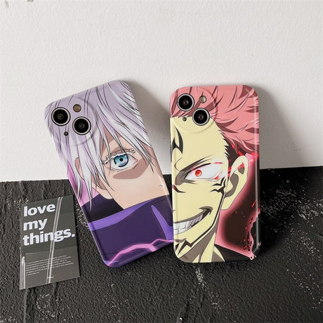 phone case featuring your favorite Jujutsu Kaisen characters, such as Yuji Itadori, Fushiguro Megumi on it. The case is compatible with iPhone 14, 13, 12, 11 Pro, X, Xs Max and XR.