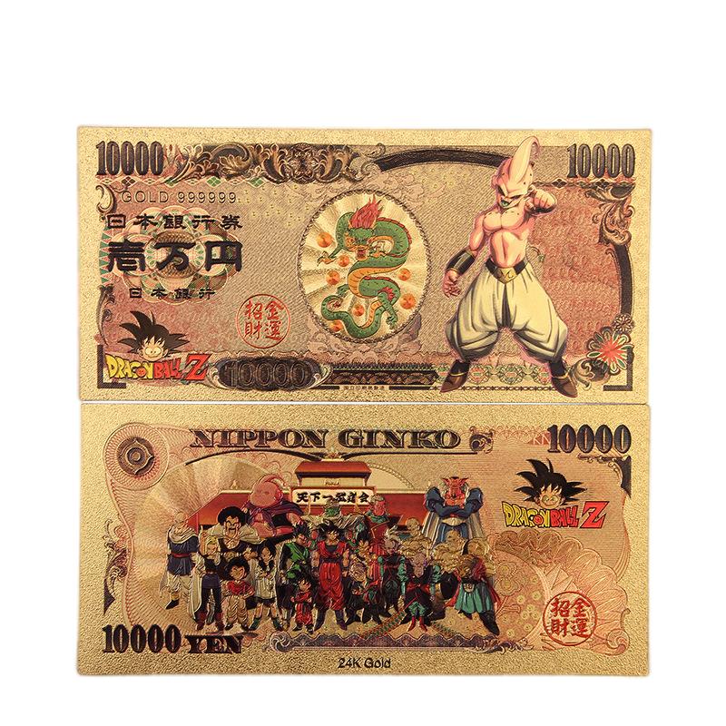 Dragon Ball Z Manga Anime Goku Figure Collection Gold Commemorative Banknote Collection Manga Peripherals Best Gifts