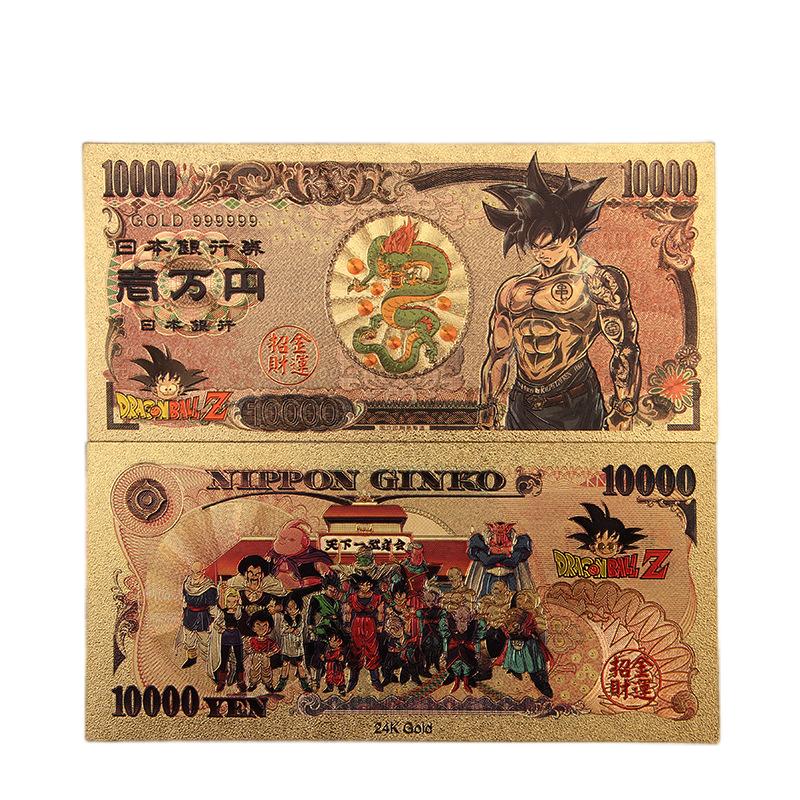 Dragon Ball Z Manga Anime Goku Figure Collection Gold Commemorative Banknote Collection Manga Peripherals Best Gifts