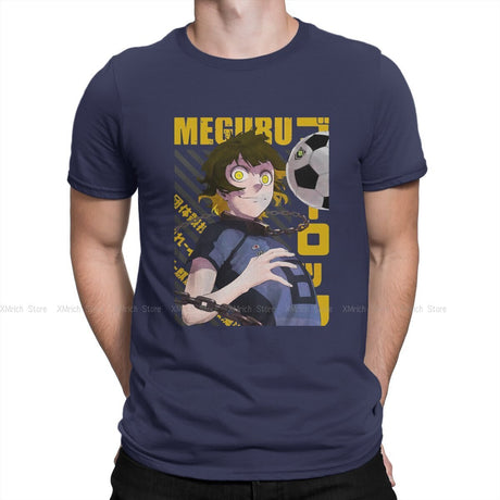 Meguru Bachira T-Shirts for Men BLUE LOCK Isagi Yoichi Anime Fashion 100% Cotton Tee Shirt Round Neck Short Sleeve T Shirt, everything animee