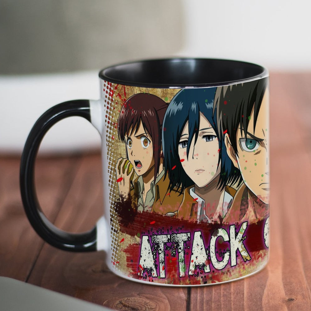 New Attack on Titan Mug 11oz Creative Ceramic Cartoon Anime Coffee Mugs Tea Cups Boy Friends Husband Birthday Gift, everythinganimee