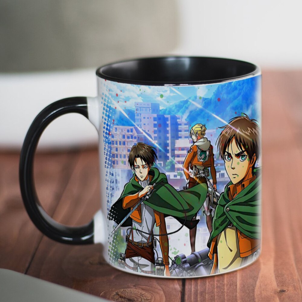 New Attack on Titan Mug 11oz Creative Ceramic Cartoon Anime Coffee Mugs Tea Cups Boy Friends Husband Birthday Gift, everythinganimee