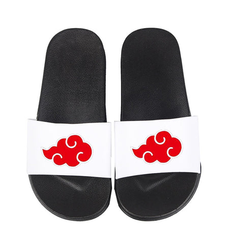 Naruto Anime Series Color Printing Red Cloud Uchiha Itachi Akatsuki Pattern Wearing Anti-Skid Soft Bottom One-Word Slipper, everythinganimee