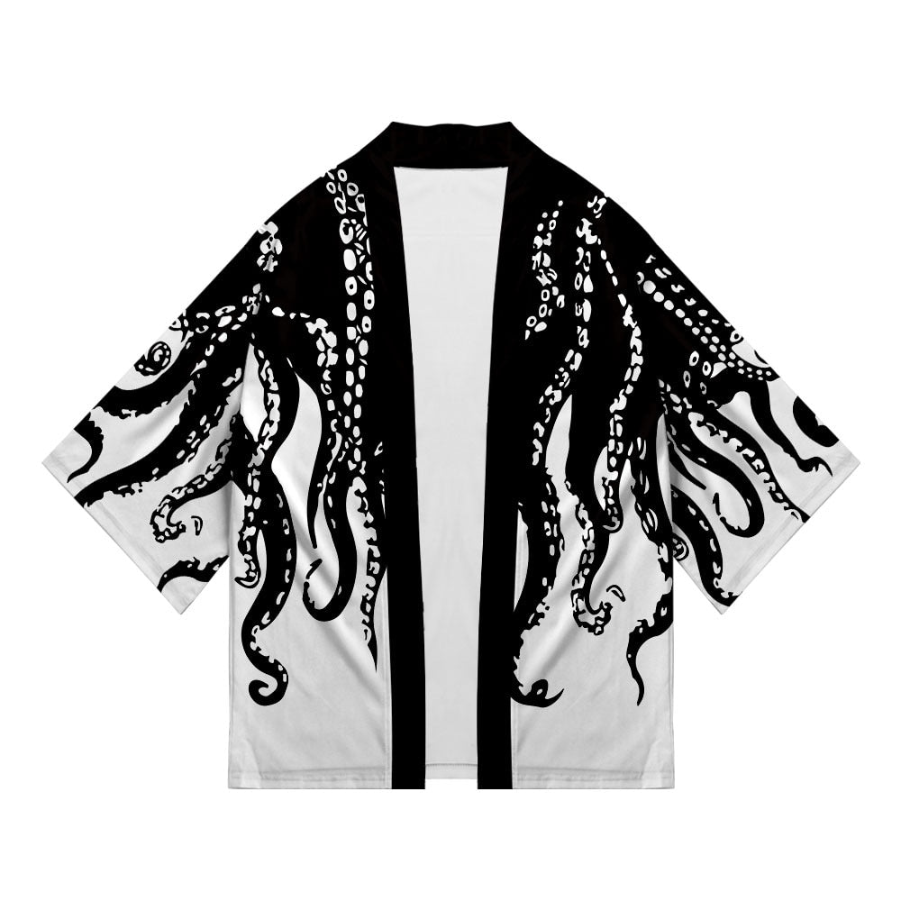 Plus Size Octopus Print 2023 Summer Chic Loose Japanese Streetwear Cardigan Women Men Harajuku Kimono Cosplay Top Shirts Yukata, everythinganimee