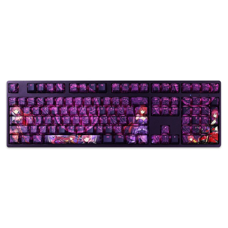 Transparent Keycap Thermal Sublimation Process Pbt Keycap Anime Game Character Keycap Keyboard Accessories Purple, everythinganimee