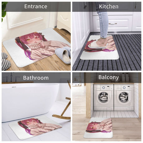 Hololive Bath Non-Slip Carpet Different Pupils Flannel Mat Entrance Door Doormat Floor Decoration Rug, everythinganimee