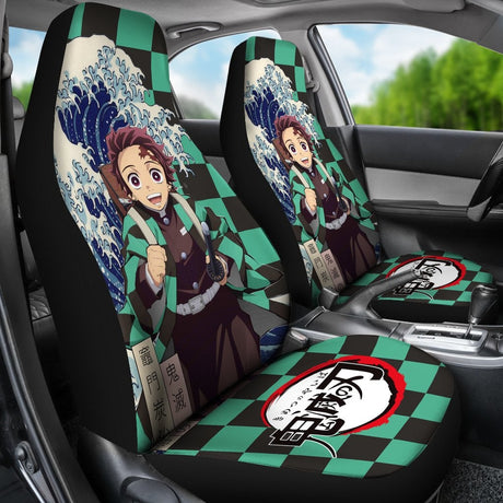 Demon Slayer anime themed Car Seat Covers Demon Slayer Car Accessories,2 PCS Universal Front Seat Protective Cover, everythinganimee