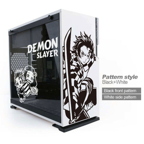 Demon Slayer Anime Stickers for PC Case Cartoon Decor Decal for ATX Mid tower Computer Waterproof Removable Hollow Out Sticker, everythinganimee