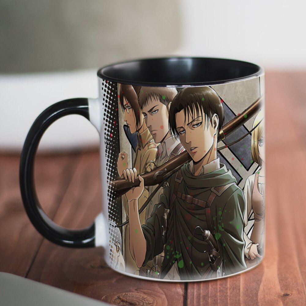 New Attack on Titan Mug 11oz Creative Ceramic Cartoon Anime Coffee Mugs Tea Cups Boy Friends Husband Birthday Gift, everythinganimee