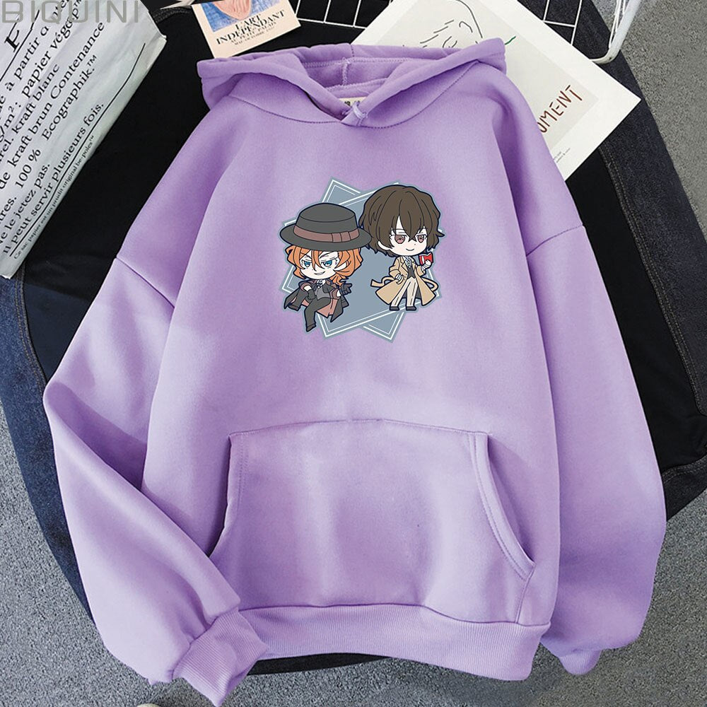 Bungo Stray Dogs Hoodie Japanese Anime Chuuya Nakahara Dazai Hoody New Women Hip Hop Harajuku Long Sleeve Sweatshirts Streetwear, everything animee