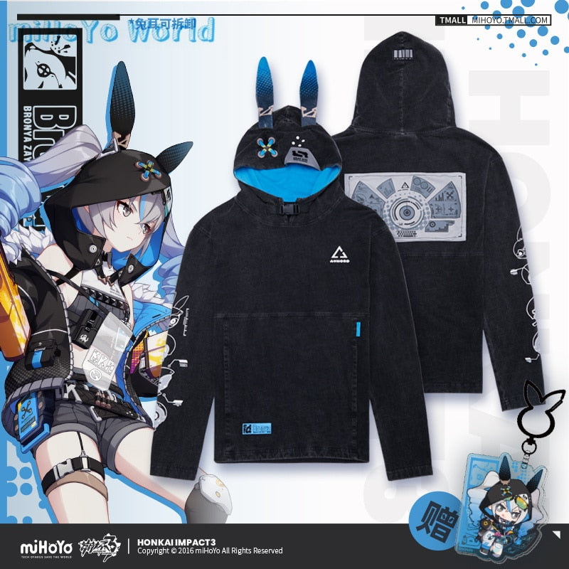 MiHoYo Official Honkai Impact 3 Cosplay Bronya Zaychik Doujin Haxxor Bunny Theme Couple Autumn Hoodies Unisex Birthday Xmas Gift, everythinganimee