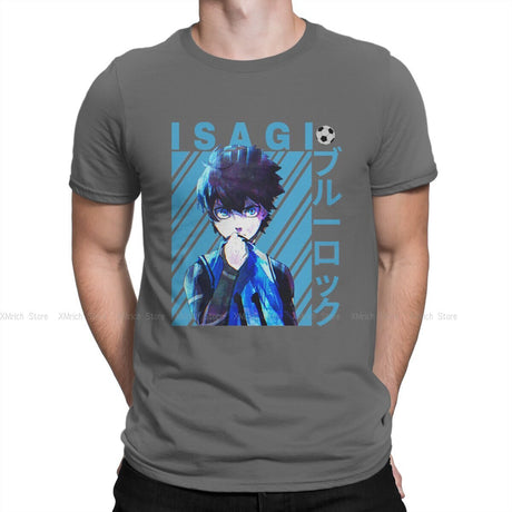 Men's Cool T Shirts BLUE LOCK Isagi Yoichi Anime 100% Cotton Clothing Casual Short Sleeve Crew Neck Tees Graphic T-Shirt, everythinganimee