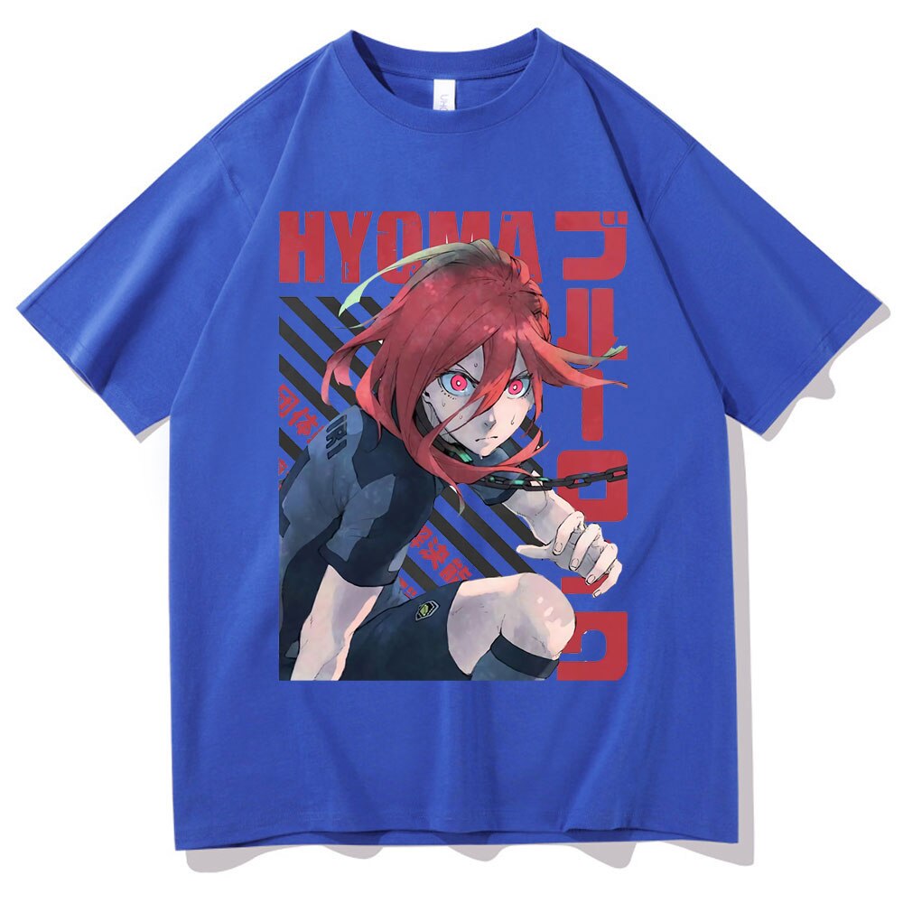 Japanese Men's Streetwear Anime Blue Lock Chigiri Hyoma Print Tshirt Man Woman Harajuku Manga Cartoon T-shirt Male Black T Shirt