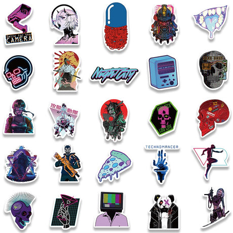 10/50PCS Harajuku Cyberpunk Y2K Toy Sticker Cybernetic Cool Graffiti Kids Car Phone Laptop Motorcycle Helmet Cup Decal Stickers, everythinganimee