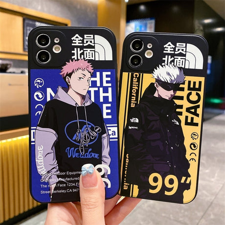 phone case featuring your favorite Jujutsu Kaisen characters, such as Yuji Itadori, Fushiguro Megumi on it. The case is compatible with iPhone 14, 13, 12, 11 Pro, X, Xs Max and XR.