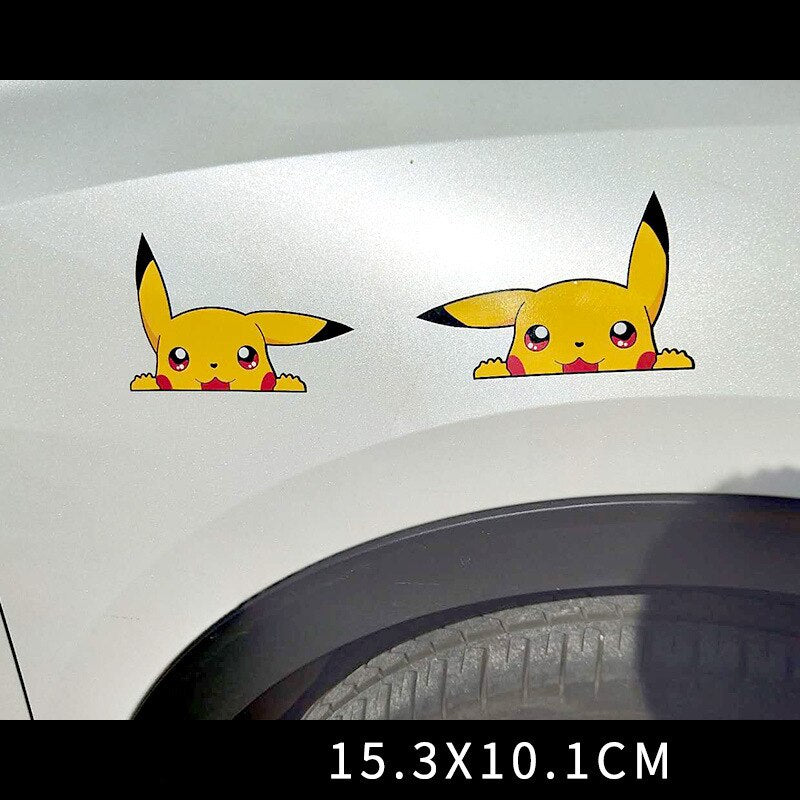 Pokemon Pikachu Powerful Car Decoration Sticker Cute Waterproof Anime Car  Window Glass Sticker Creative funny auto accessories