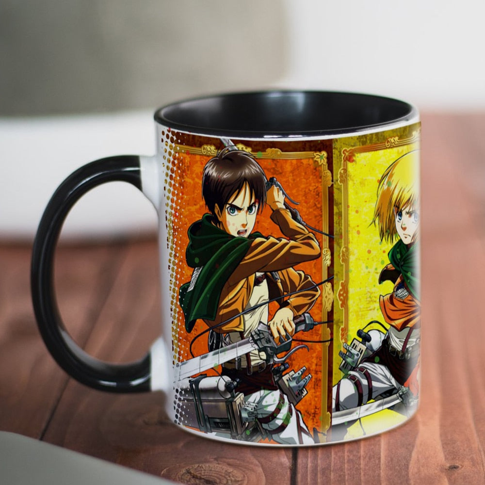 New Attack on Titan Mug 11oz Creative Ceramic Cartoon Anime Coffee Mugs Tea Cups Boy Friends Husband Birthday Gift, everythinganimee