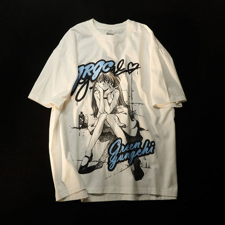 Oversized T Shirts Men's T Shirt Anime Asuka Print Y2k Clothes Graphic Kawaii Streetwear Harajuku Clothes Funny Grunge Tops, everythinganimee